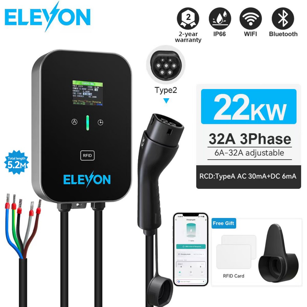 Ev Charger Type 2 22Kw 32A 3 Phase - Stazione di Ricarica ELEVON EV 22KW