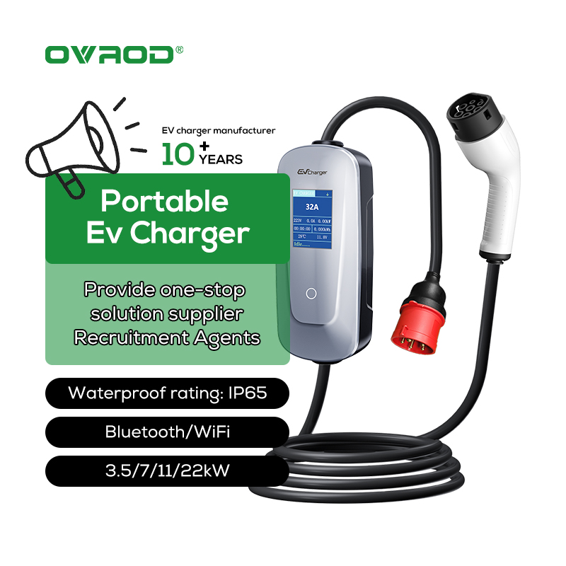 Type 2 Portable Ev Charger 11Kw Cee - Caricatore EV Portatile Ovrod 16A Modo