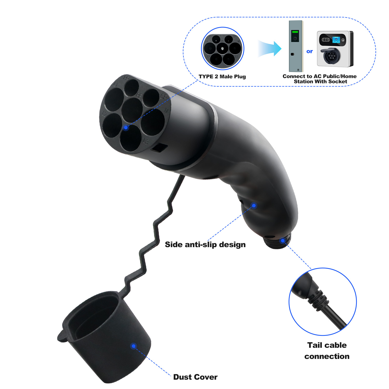 Kolanky Tipo 2 Spina EV maschi - Ev Charger Type 2 22Kw 32A 3 Phase recensione e prezzo